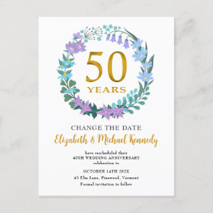 50e Jubileum Golden Floral verander de datum Briefkaart