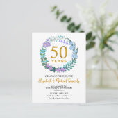 50e Jubileum Golden Floral verander de datum Briefkaart (Staand voorkant)