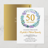 50e Jubileum Golden Floral verander de datum Briefkaart (Voorkant / Achterkant)