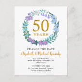 50e Jubileum Golden Floral verander de datum Briefkaart (Voorkant)
