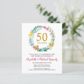 50e Jubileum Golden Floral Wreath Invitation (Staand voorkant)