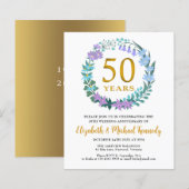 50e Jubileum Golden Floral Wreath Invitation (Voorkant / Achterkant)