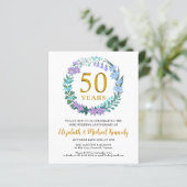 50e Jubileum Golden Floral Wreath Invitation (Staand voorkant)