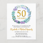 50e Jubileum Golden Floral Wreath Invitation (Voorkant)