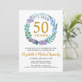 50e Jubileum Golden Floral Wreath Kaart (Staand voorkant)