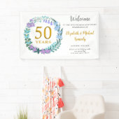 50e Jubileum Golden Floral Wreath Wedding Spandoek (Insitu)
