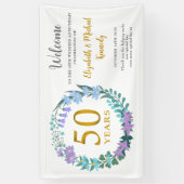 50e Jubileum Golden Floral Wreath Wedding Spandoek (Verticaal)