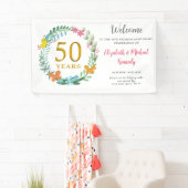 50e Jubileum Golden Floral Wreath Wedding Spandoek (Insitu)
