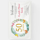 50e Jubileum Golden Floral Wreath Wedding Spandoek (Verticaal)