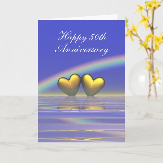 50e Jubileum Golden Hearts (groot) Kaart (Gele Bloem)