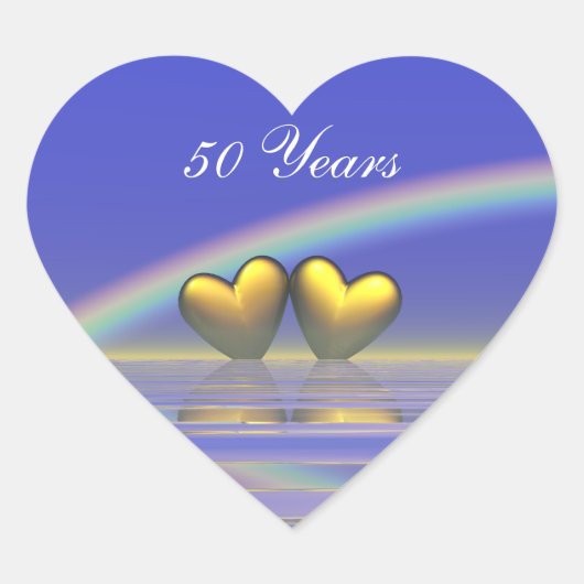 50e Jubileum Golden Hearts Hart Sticker (Voorkant)