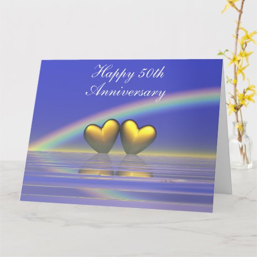 50e Jubileum Golden Hearts Kaart (Gele Bloem)