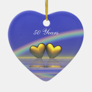 50e Jubileum Golden Hearts Keramisch Ornament