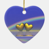 50e Jubileum Golden Hearts Keramisch Ornament (Achterkant)