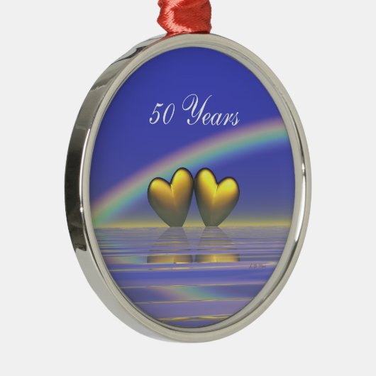 50e Jubileum Golden Hearts Metalen Ornament (Rechts)