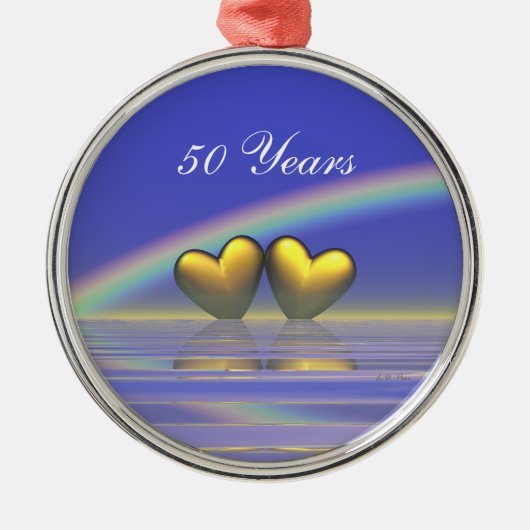 50e Jubileum Golden Hearts Metalen Ornament (Voorkant)