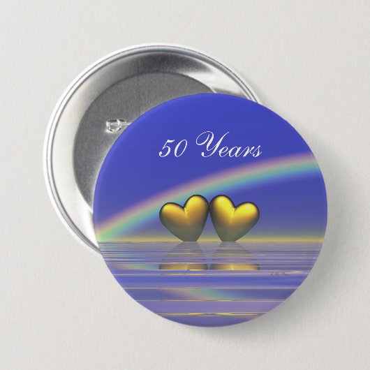 50e Jubileum Golden Hearts Ronde Button 7,6 Cm (Voorkant /achterkant)