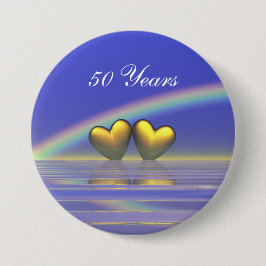 50e Jubileum Golden Hearts Ronde Button 7,6 Cm
