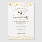 50e Jubileum Golden Hearts Save the Date Magnetische Uitnodiging (Voorkant)