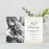 50e Jubileum Golden Hearts Save the Date Photo Aankondiging (Staand voorkant)