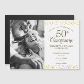 50e Jubileum Golden Hearts Save the Date Photo Magnetische Uitnodiging (Voorkant / Achterkant)