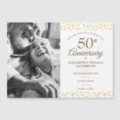 50e Jubileum Golden Hearts Save the Date Photo Magnetische Uitnodiging (Voorkant)