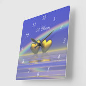 50e Jubileum Golden Hearts Vierkante Klok (Hoek)