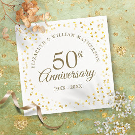 50e Jubileum Golden Love Hearts Confetti Servet