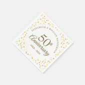 50e Jubileum Golden Love Hearts Confetti Servet (Hoek)