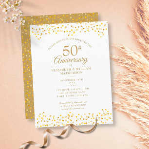 50e Jubileum Golden Love Hearts Uitnodiging Briefkaart