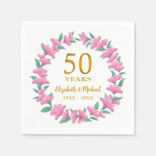 50e Jubileum Golden Pink Floral krans Servet