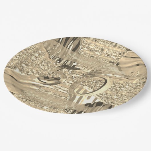 50e Jubileum Golden Wedding Elegant Faux Gold Papieren Bordje (Gekanteld)