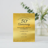 50e Jubileum GoldHearts Folie Opslaan datum Aankondigingskaart (Staand voorkant)