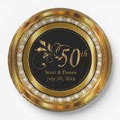 50e Jubileum - Goud en diamant Papieren Bordje (Voorkant)
