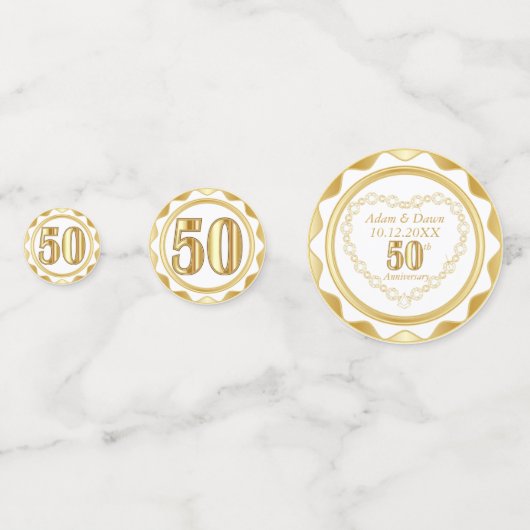 50e Jubileum - Goud en wit Confetti (Achterkanten)