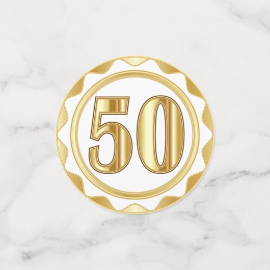 50e Jubileum - Goud en wit Confetti (Kleine voorkant)