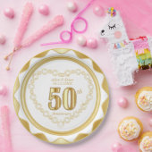 50e Jubileum - Goud en wit Papieren Bordje (Feest)