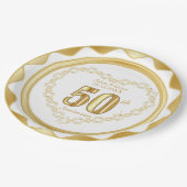 50e Jubileum - Goud en wit Papieren Bordje (Gekanteld)