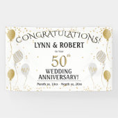 50e Jubileum goud en wit Spandoek (Horizontaal)