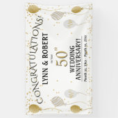 50e Jubileum goud en wit Spandoek (Verticaal)