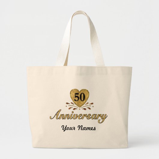 50e Jubileum - Goud Grote Tote Bag (Voorkant)
