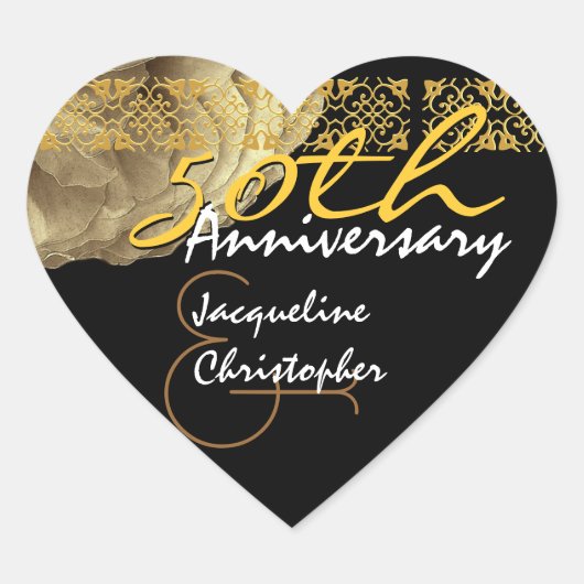 50e Jubileum GOUD Roos Hart Sticker (Voorkant)