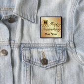 50e Jubileum - Goud Vierkante Button 5,1 Cm (In situ)