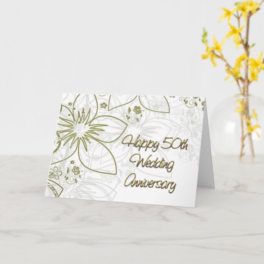 50e Jubileum goudbloemen en -riemen Kaart (Gele Bloem)
