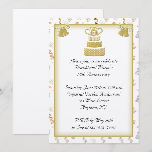 50e Jubileum goudCake Kaart (Voorkant / Achterkant)