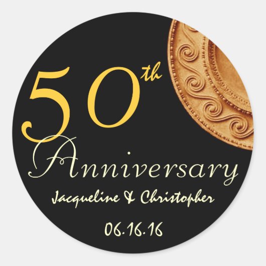 50e Jubileum GOUDEN Art Deco Sticker (Voorkant)