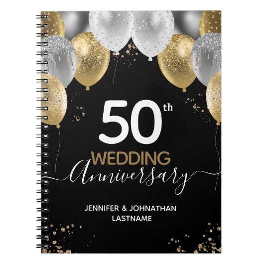 50e Jubileum gouden ballonnen Notitieboek (Voorkant)