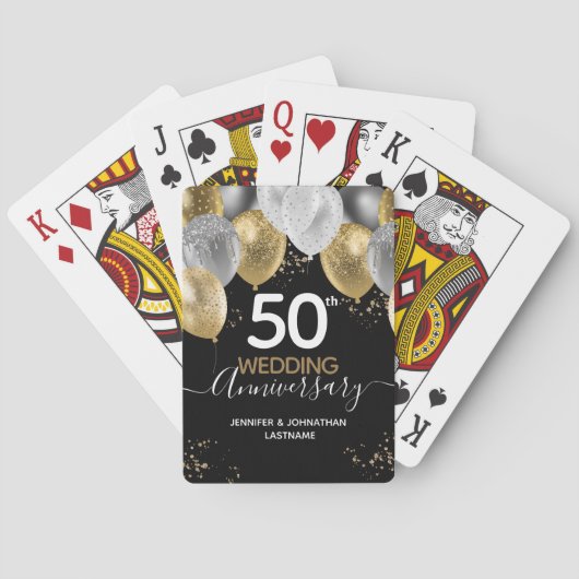 50e Jubileum gouden ballonnen Pokerkaarten (Achterkant)