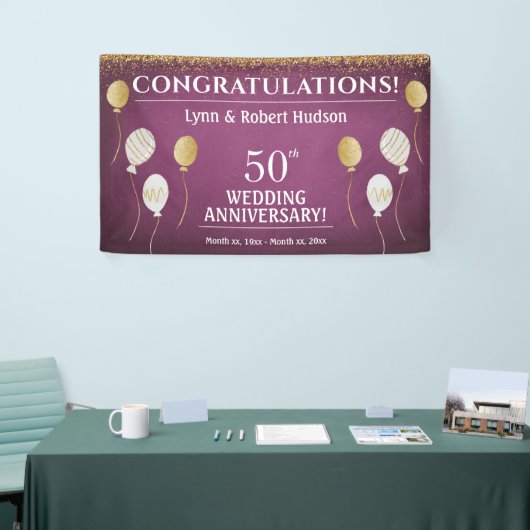 50e Jubileum gouden ballonnen Spandoek (Beurs)