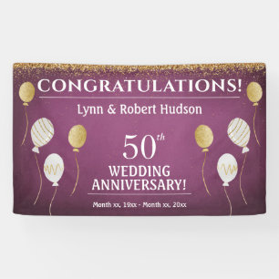 50e Jubileum gouden ballonnen Spandoek